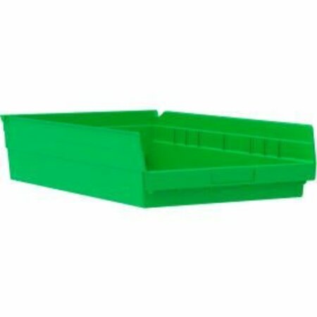 AKRO-MILS Nesting Storage Shelf Bin, Plastic, 30178, 11-1/8 in W in x 17-5/8 in D in x 4 in H, Green 30178GREEN